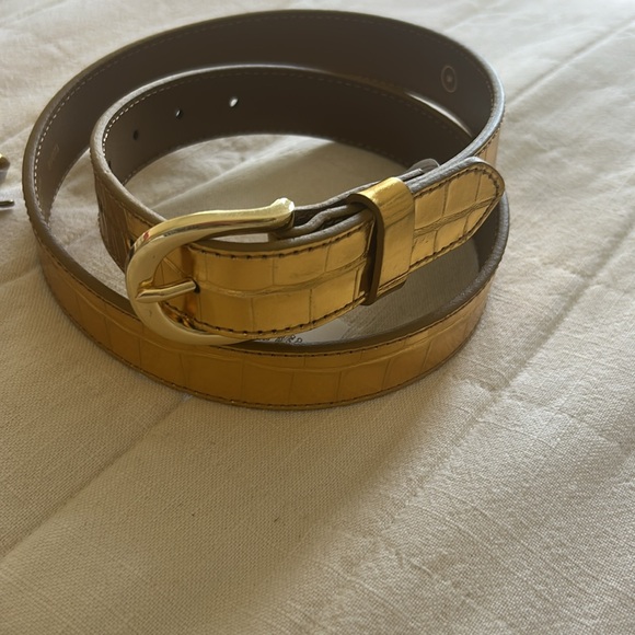 J. Crew Gold Leather Belt with Classic Buckle - Picture 3 of 3